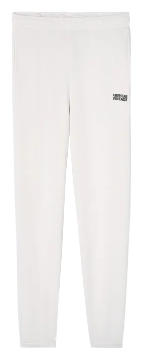 AMERICAN VINTAGE IZUBIRD - Pantalón de jogging de mezcla de algodón de talle alto en blanco