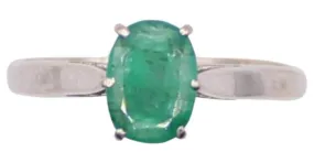 Autre Marque Anillo solitario con oro blanco esmeralda 750%O Verde Hardware de plata 