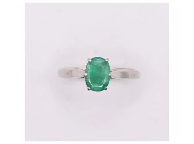 Autre Marque Anillo solitario con oro blanco esmeralda 750%O Verde Hardware de plata 