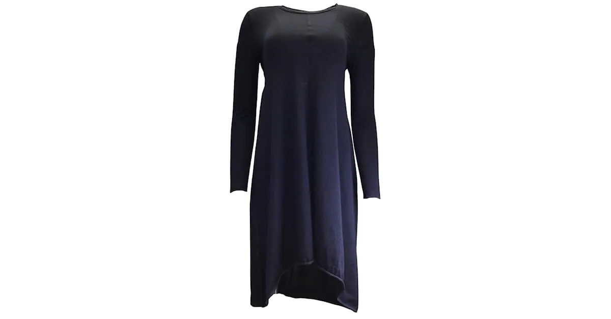 Autre Marque Manrico Cashmere Vestido midi de punto de cachemir de manga larga azul marino 