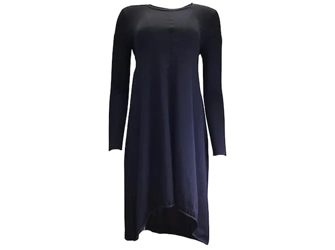 Autre Marque Manrico Cashmere Vestido midi de punto de cachemir de manga larga azul marino 