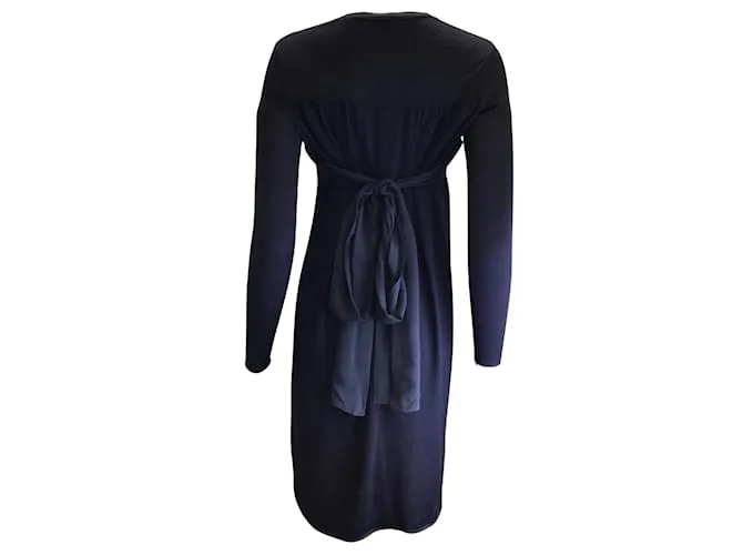 Autre Marque Manrico Cashmere Vestido midi de punto de cachemir de manga larga azul marino 