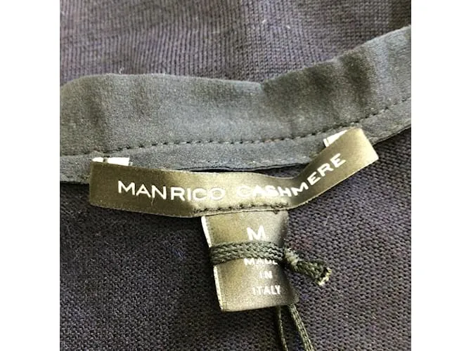 Autre Marque Manrico Cashmere Vestido midi de punto de cachemir de manga larga azul marino 