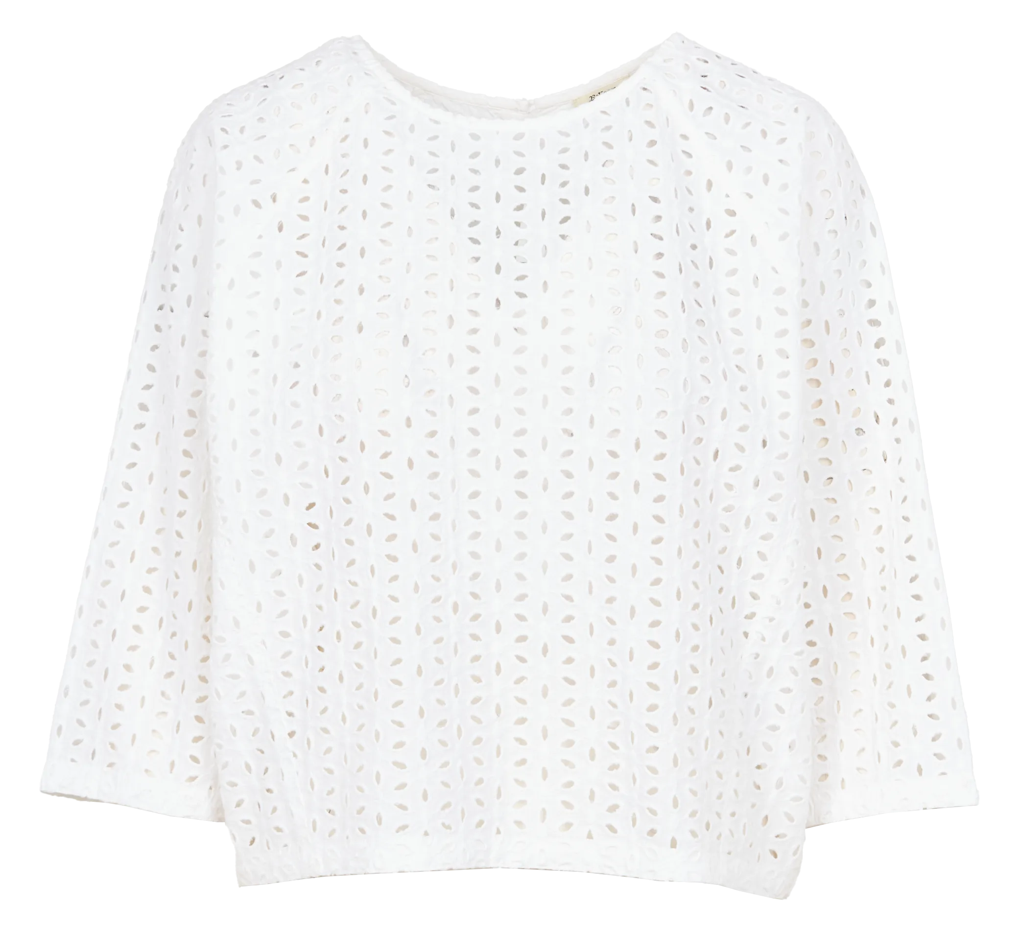 BELLEROSE DIVINE - Top recto de cuello redondo en algodón bordado en blanco