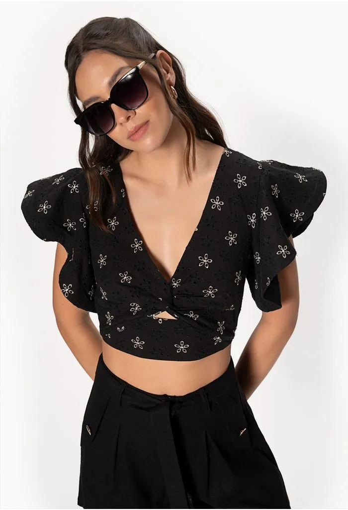 Blusa crop para dama sisa con boleros