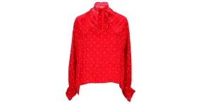 Camisa Maje con Lunares y Lazo en Viscosa Roja 