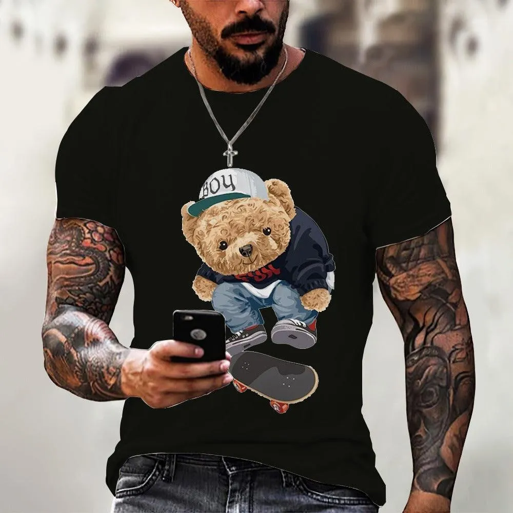 Camiseta con estampado de oso para hombre