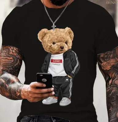 Camiseta con estampado de oso para hombre