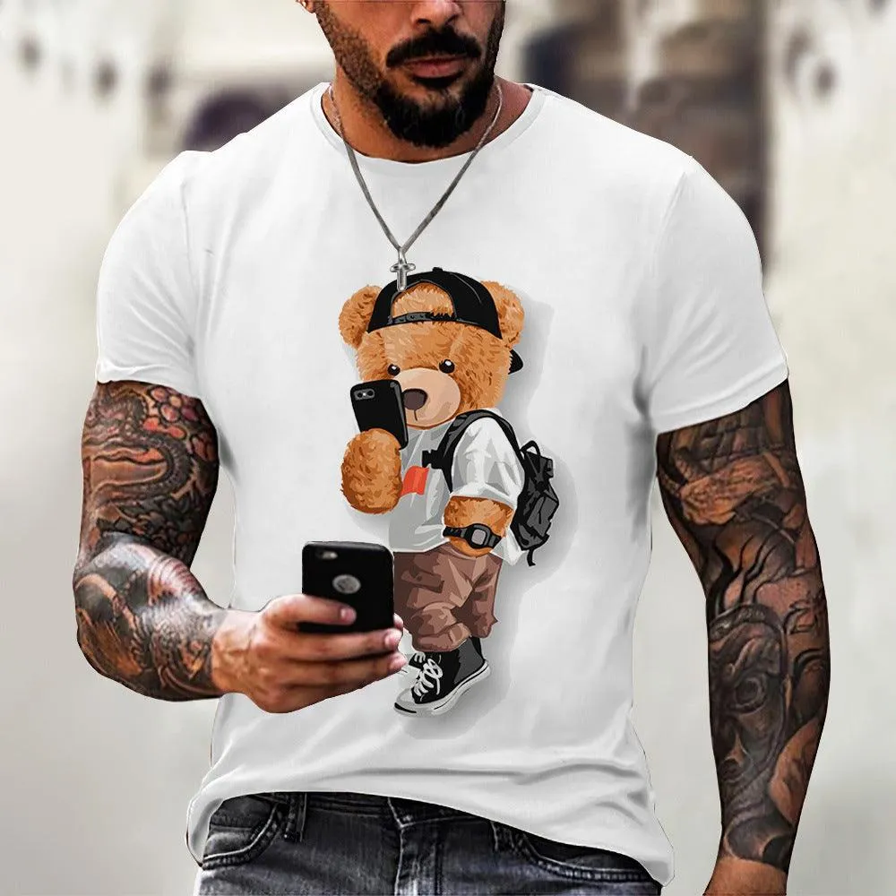 Camiseta con estampado de oso para hombre