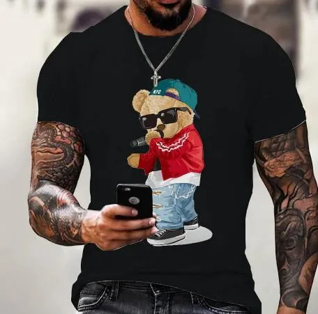 Camiseta con estampado de oso para hombre