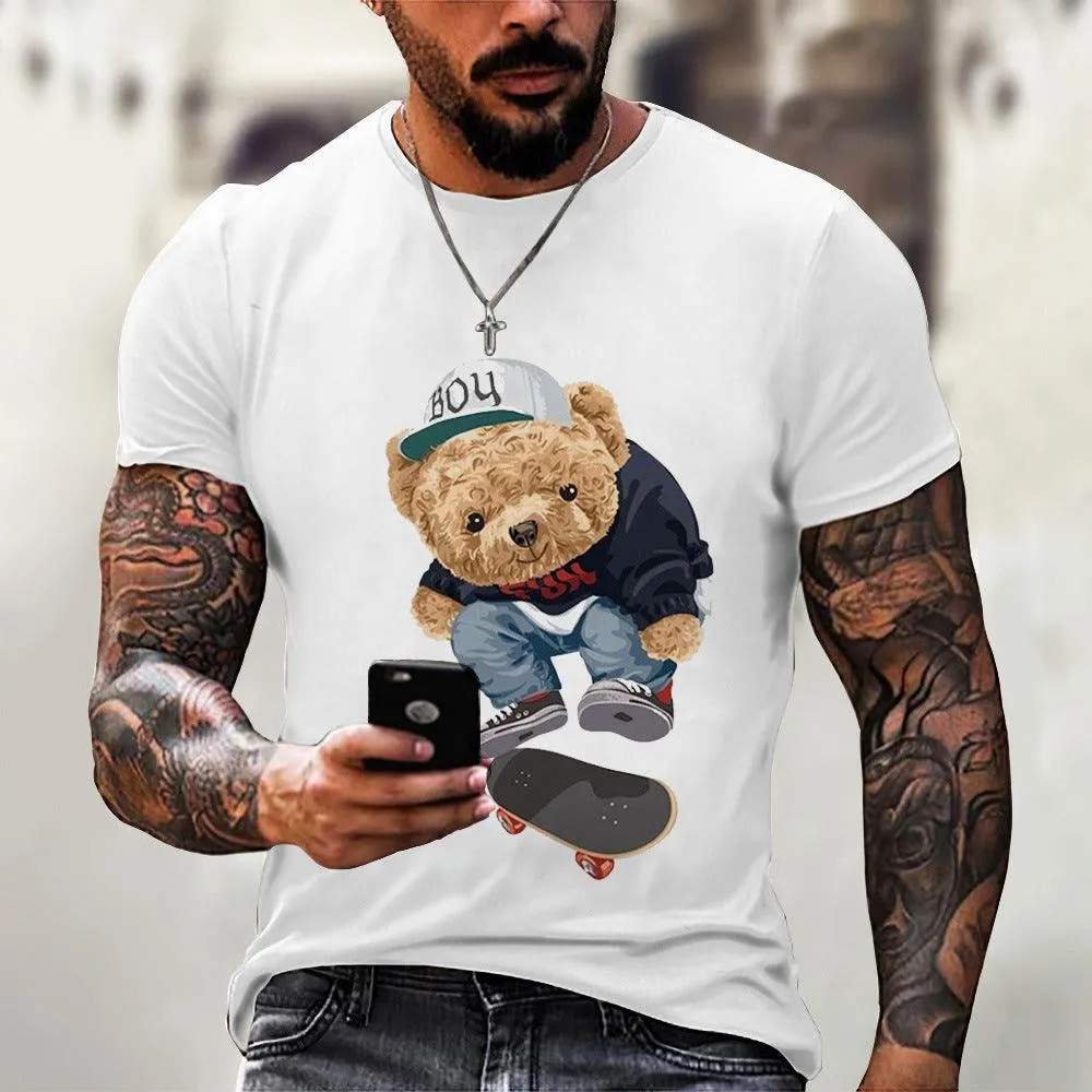 Camiseta con estampado de oso para hombre