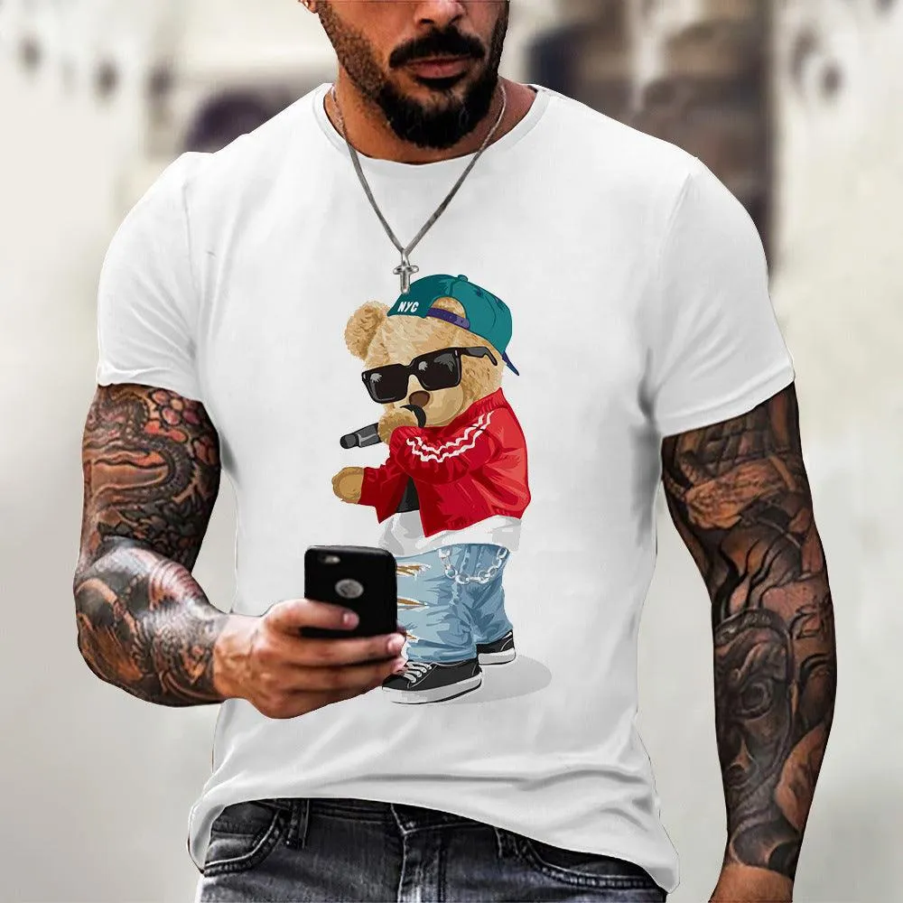 Camiseta con estampado de oso para hombre