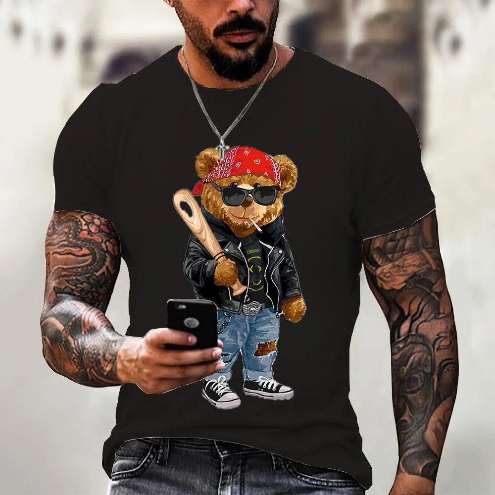 Camiseta con estampado de oso para hombre