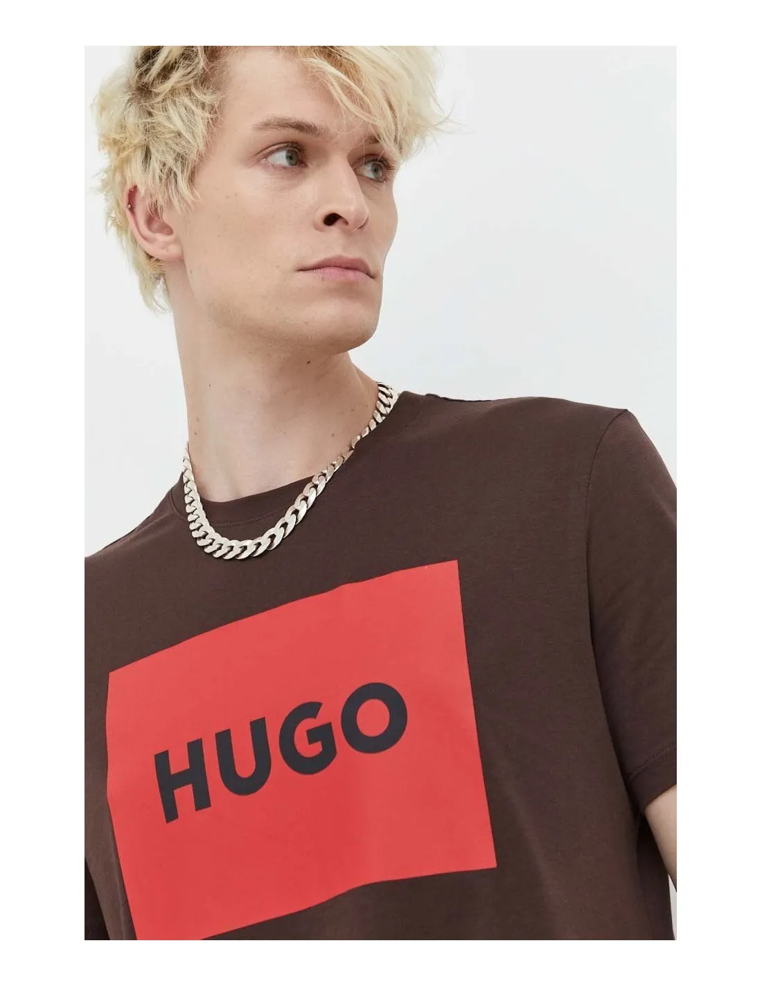 Camiseta regular fit en punto de algodón con logo estampado de Hugo