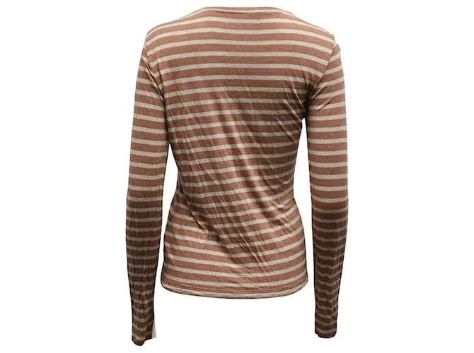 Camiseta Vince de manga larga a rayas en marrón viscosa Castaño Beige 