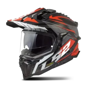 Casco Adventure LS2 MX701 Explorer Spire Negro-Titanio-Rojo 