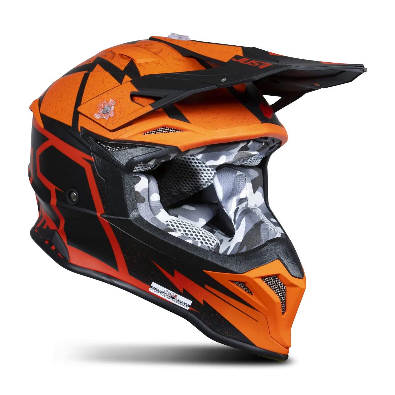 Casco de Cross Just1 J39 Poseidon Naranja-Negro-Rojo 