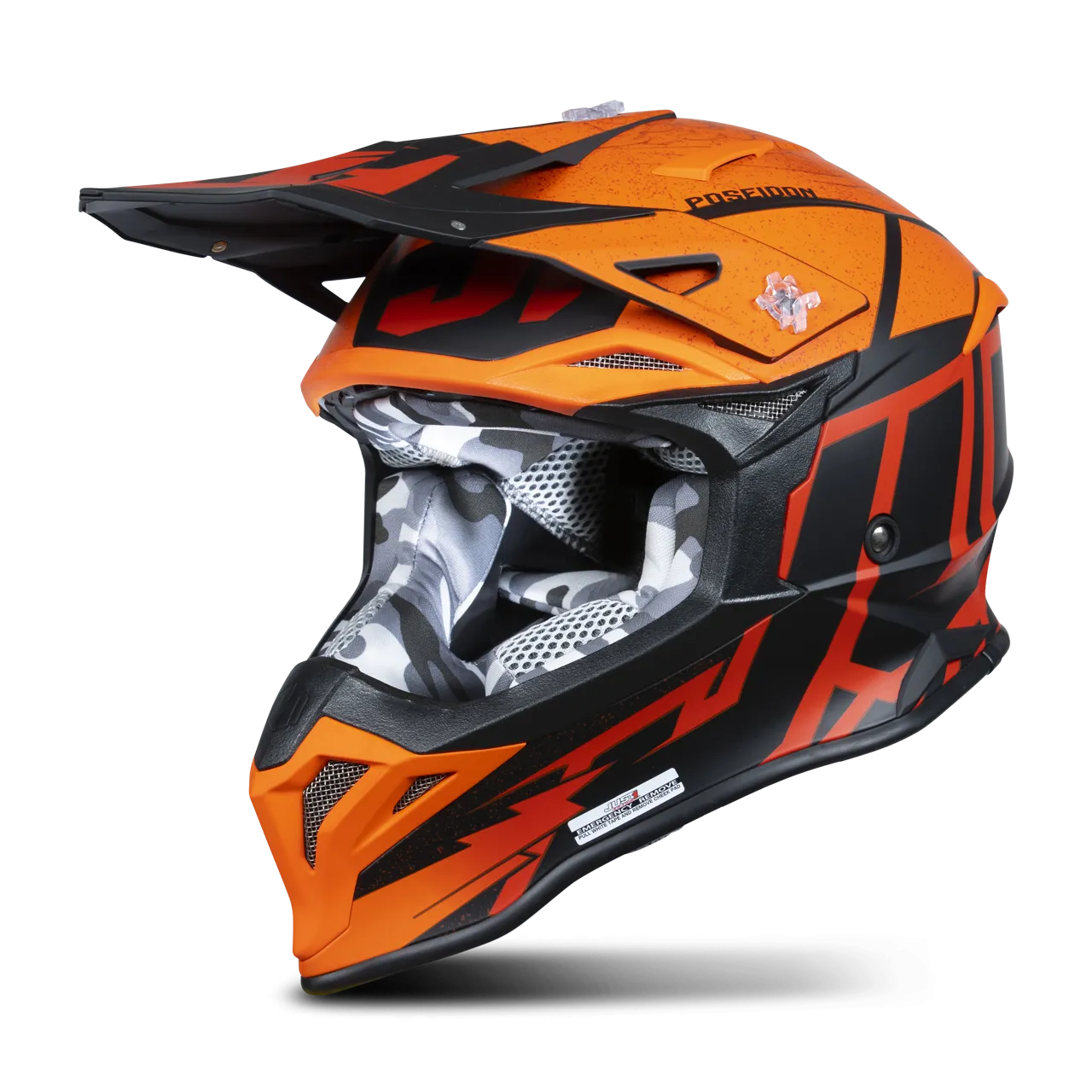 Casco de Cross Just1 J39 Poseidon Naranja-Negro-Rojo 