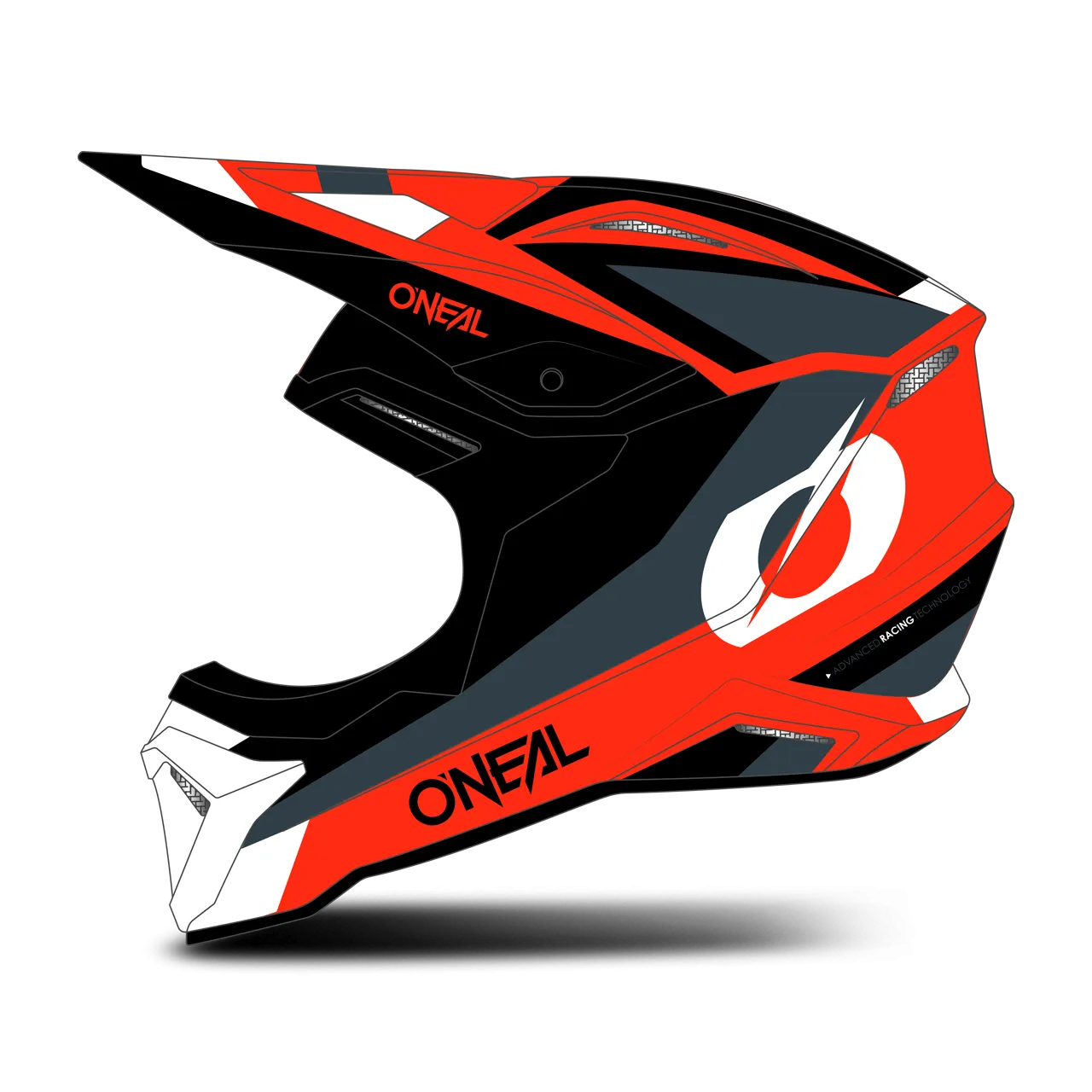 Casco de Cross Niño O'Neal 1SRS STREAM Negro-Rojo 