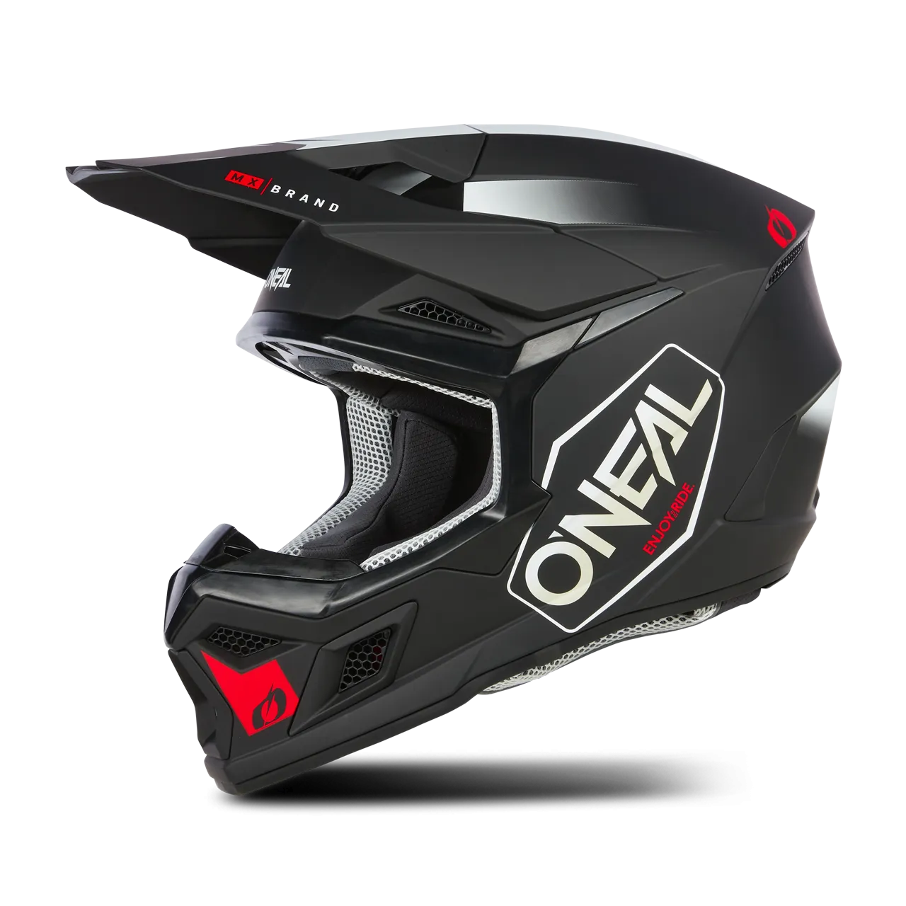 Casco de Cross O'Neal 3SRS Hexx Negro-Blanco-Rojo 