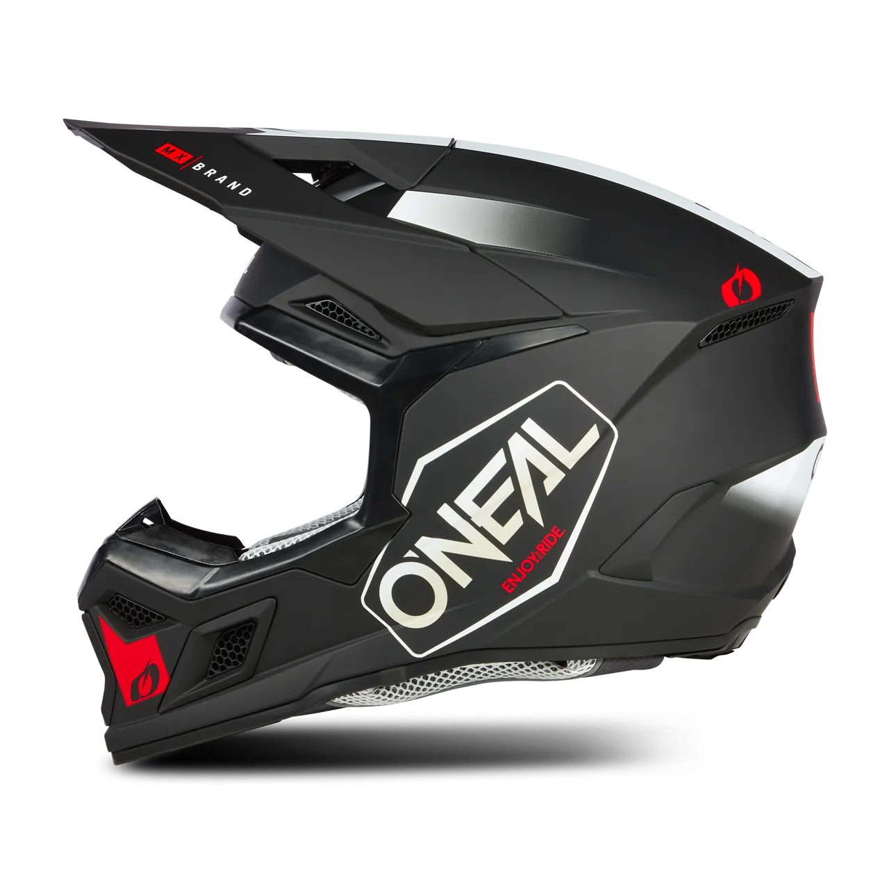 Casco de Cross O'Neal 3SRS Hexx Negro-Blanco-Rojo 