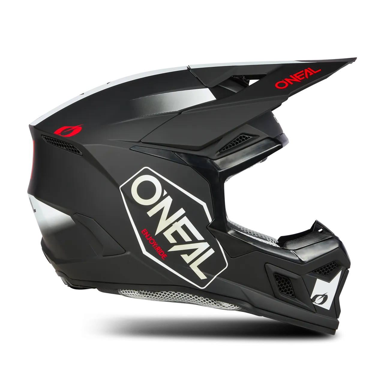 Casco de Cross O'Neal 3SRS Hexx Negro-Blanco-Rojo 