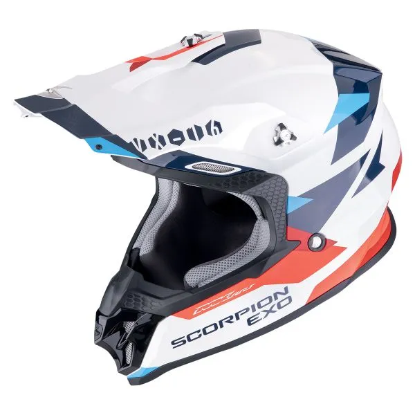 Casco Scorpion VX-16 Evo Air Rod Blanco Rojo Azul 