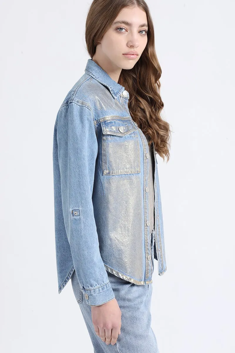 CHAQUETA SOBRECAMISA DENIM FOLIA, AZUL