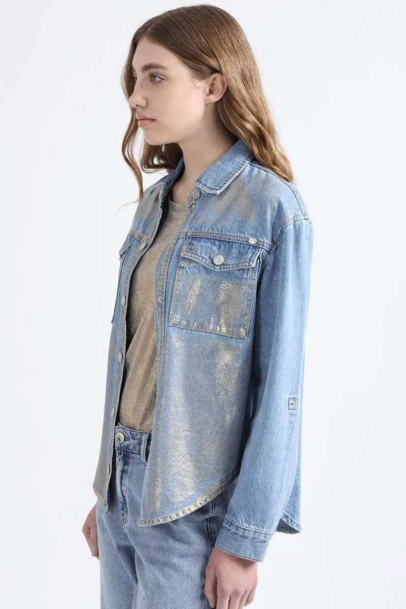 CHAQUETA SOBRECAMISA DENIM FOLIA, AZUL