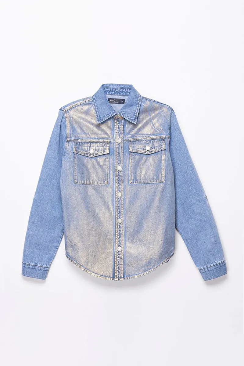 CHAQUETA SOBRECAMISA DENIM FOLIA, AZUL