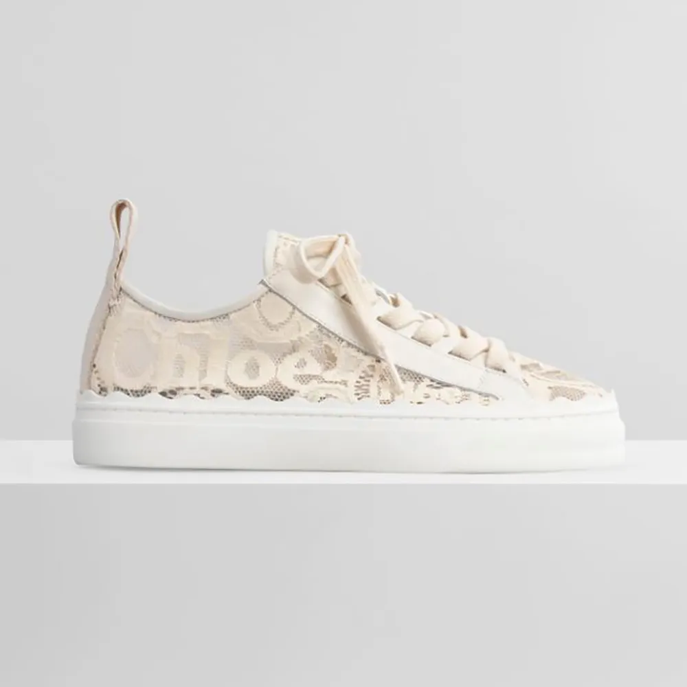 Chloe Mujer Lauren Sneaker de encaje-Sandy