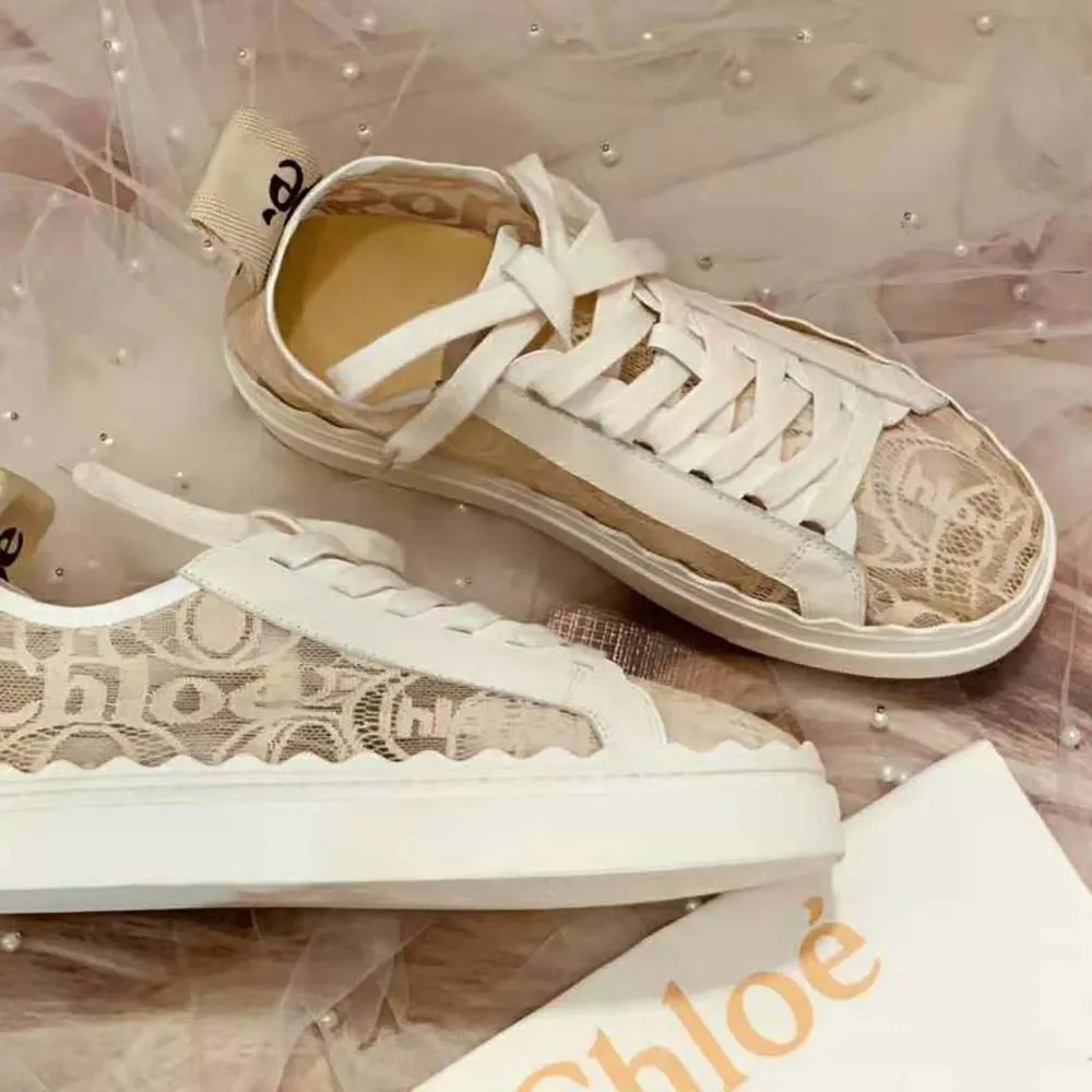 Chloe Mujer Lauren Sneaker de encaje-Sandy