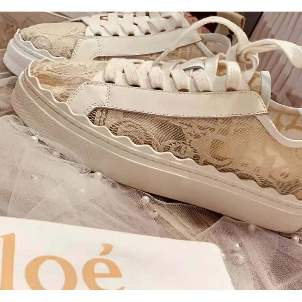 Chloe Mujer Lauren Sneaker de encaje-Sandy