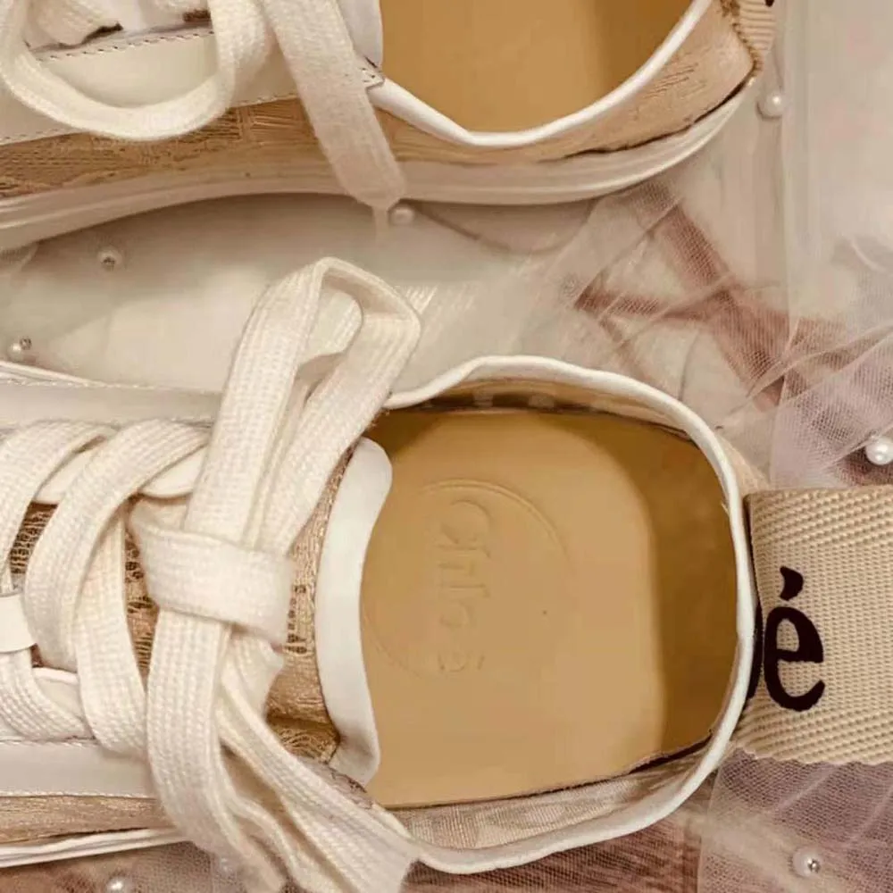 Chloe Mujer Lauren Sneaker de encaje-Sandy