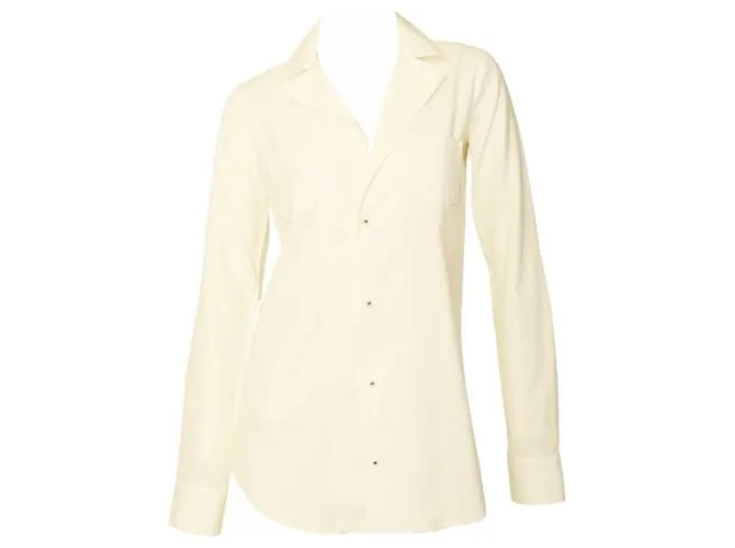 Dsquared2 Blanquecino 100% Camisa de algodón con cuello y botones en la parte delantera Talla superior 40 Blanco 