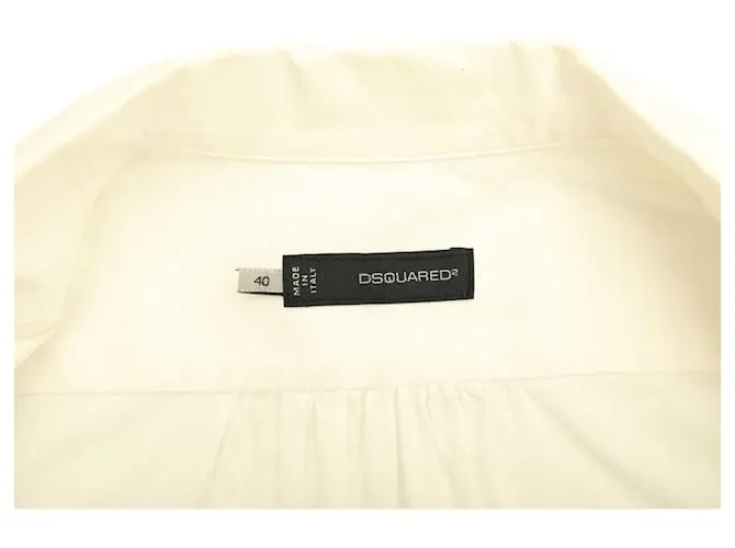 Dsquared2 Blanquecino 100% Camisa de algodón con cuello y botones en la parte delantera Talla superior 40 Blanco 