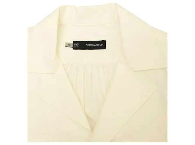 Dsquared2 Blanquecino 100% Camisa de algodón con cuello y botones en la parte delantera Talla superior 40 Blanco 