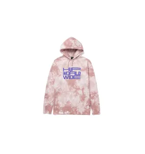 HUF BROADCAST TIE DYE HOODIE CORAL