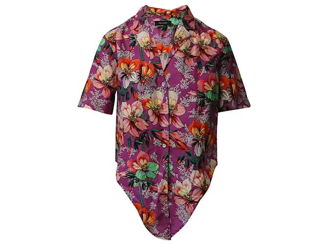 Isabel Marant Nelia Camisa con estampado floral y cintura anudada en algodón multicolor 