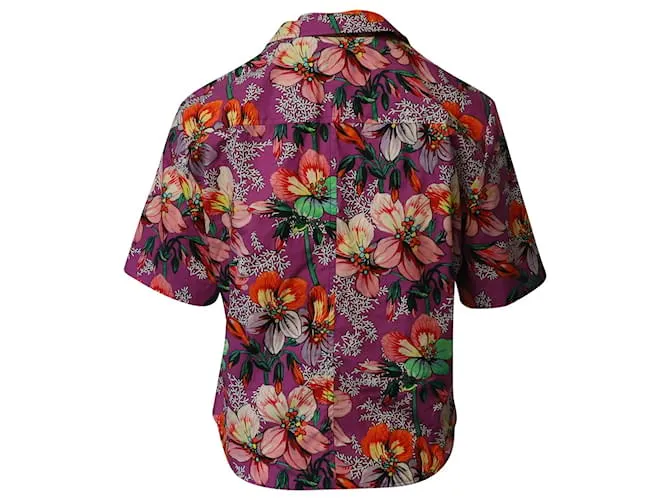 Isabel Marant Nelia Camisa con estampado floral y cintura anudada en algodón multicolor 