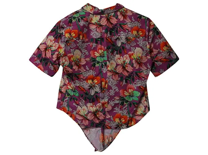 Isabel Marant Nelia Camisa con estampado floral y cintura anudada en algodón multicolor 