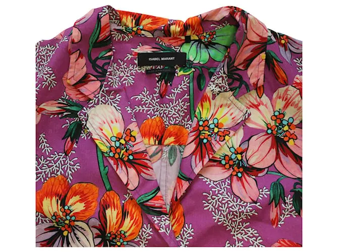 Isabel Marant Nelia Camisa con estampado floral y cintura anudada en algodón multicolor 