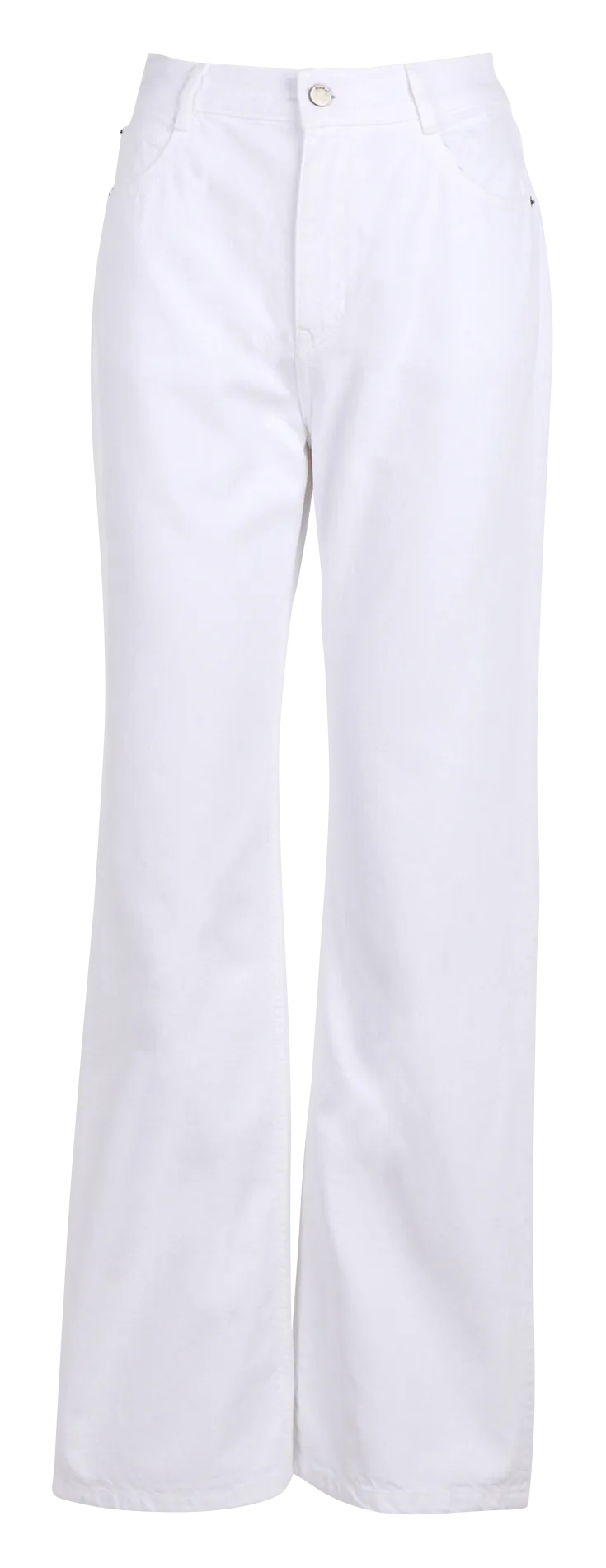 KOOKAI ANGIE - Pantalón acampanado de talle alto en algodón en blanco