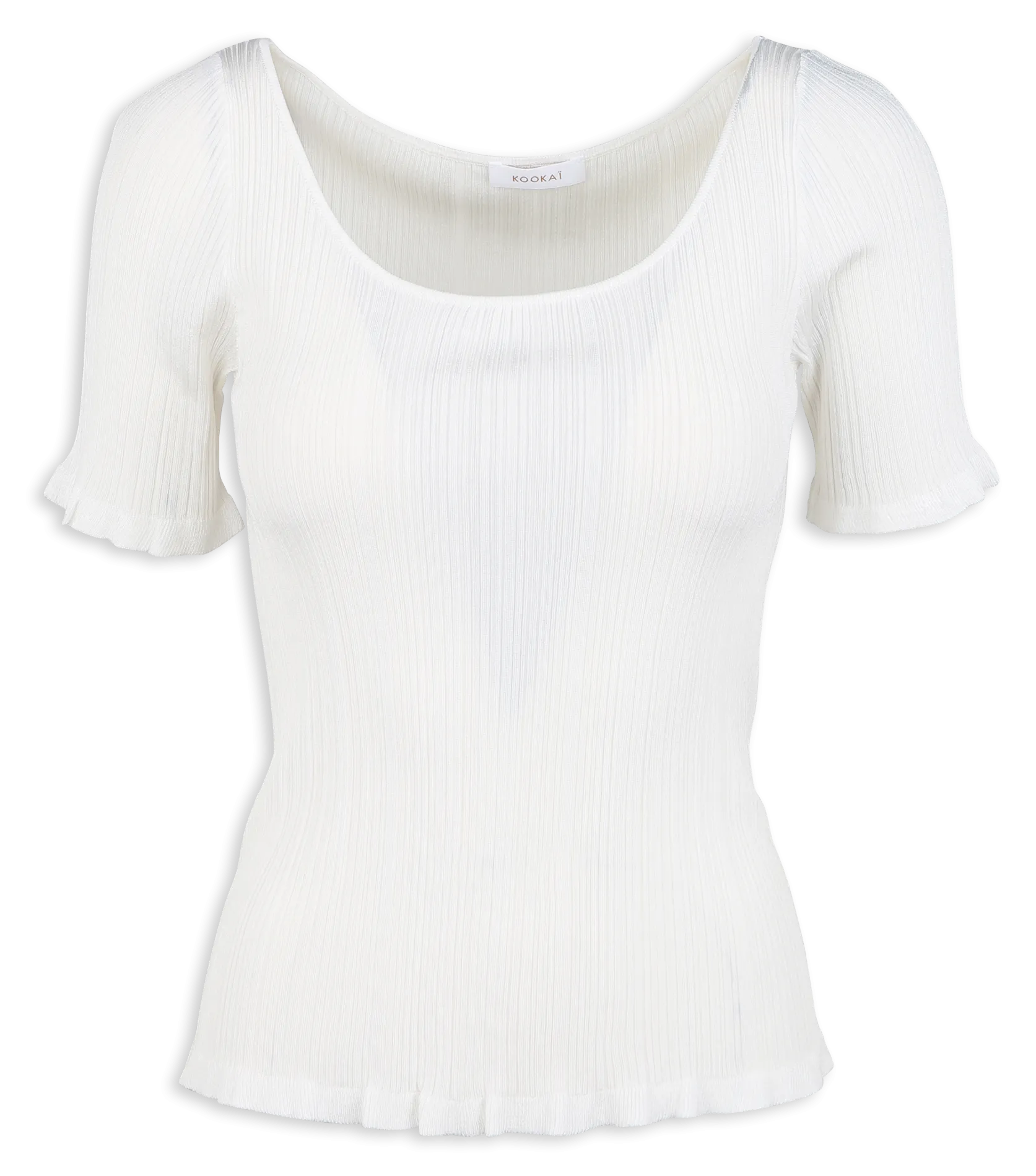 KOOKAI REMY - Camiseta cuello redondo acanalado en blanco