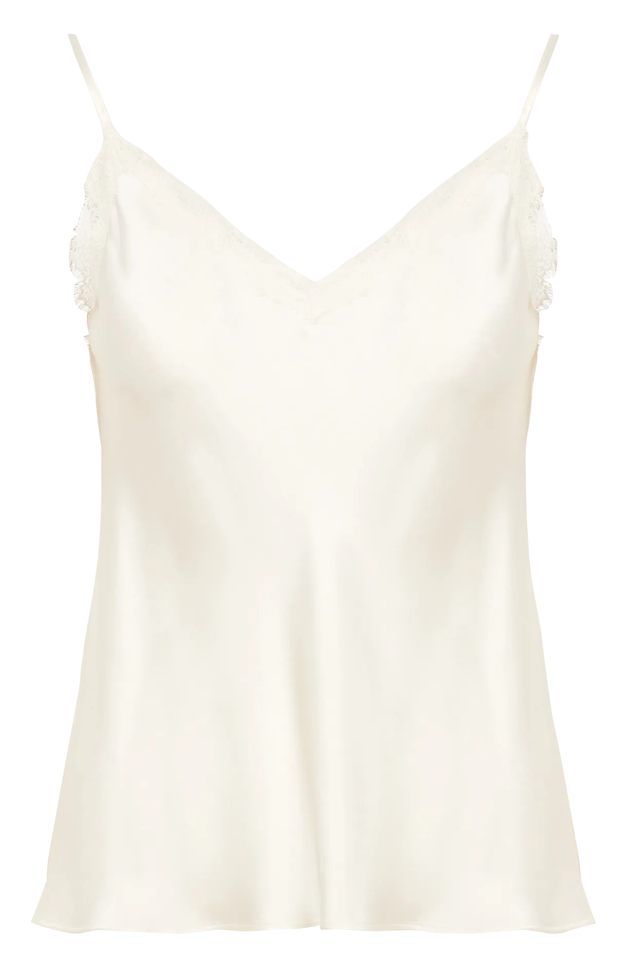 MAISON 123 MINDY - Top lencero de seda con encaje en blanco