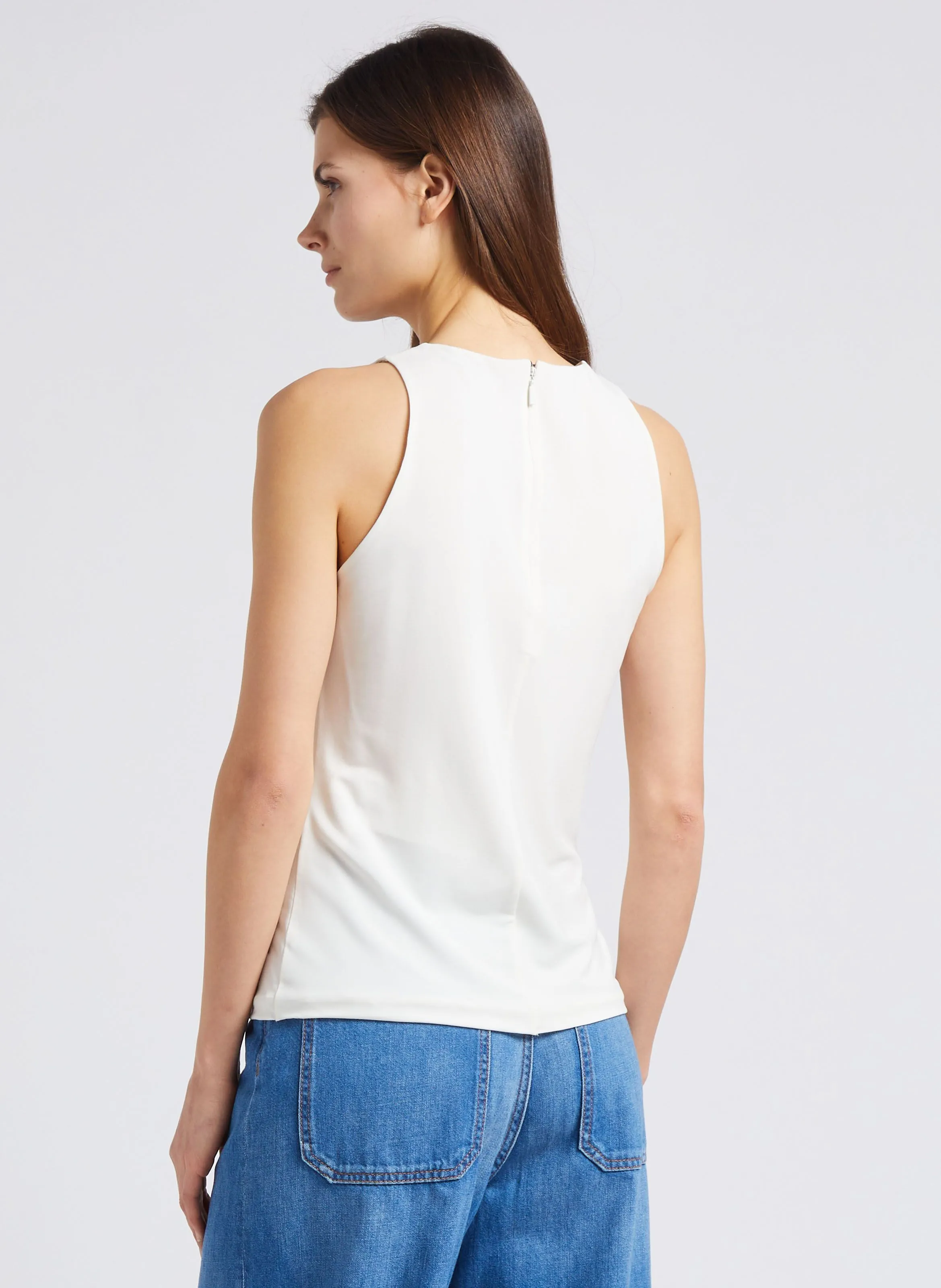 MAX MARA LEISURE HARALD - Top recto con cuello redondo en blanco