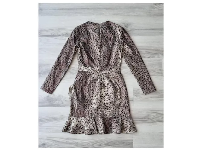 Minivestido dorado de manga larga con estampado animal de Just Cavalli Bronce 