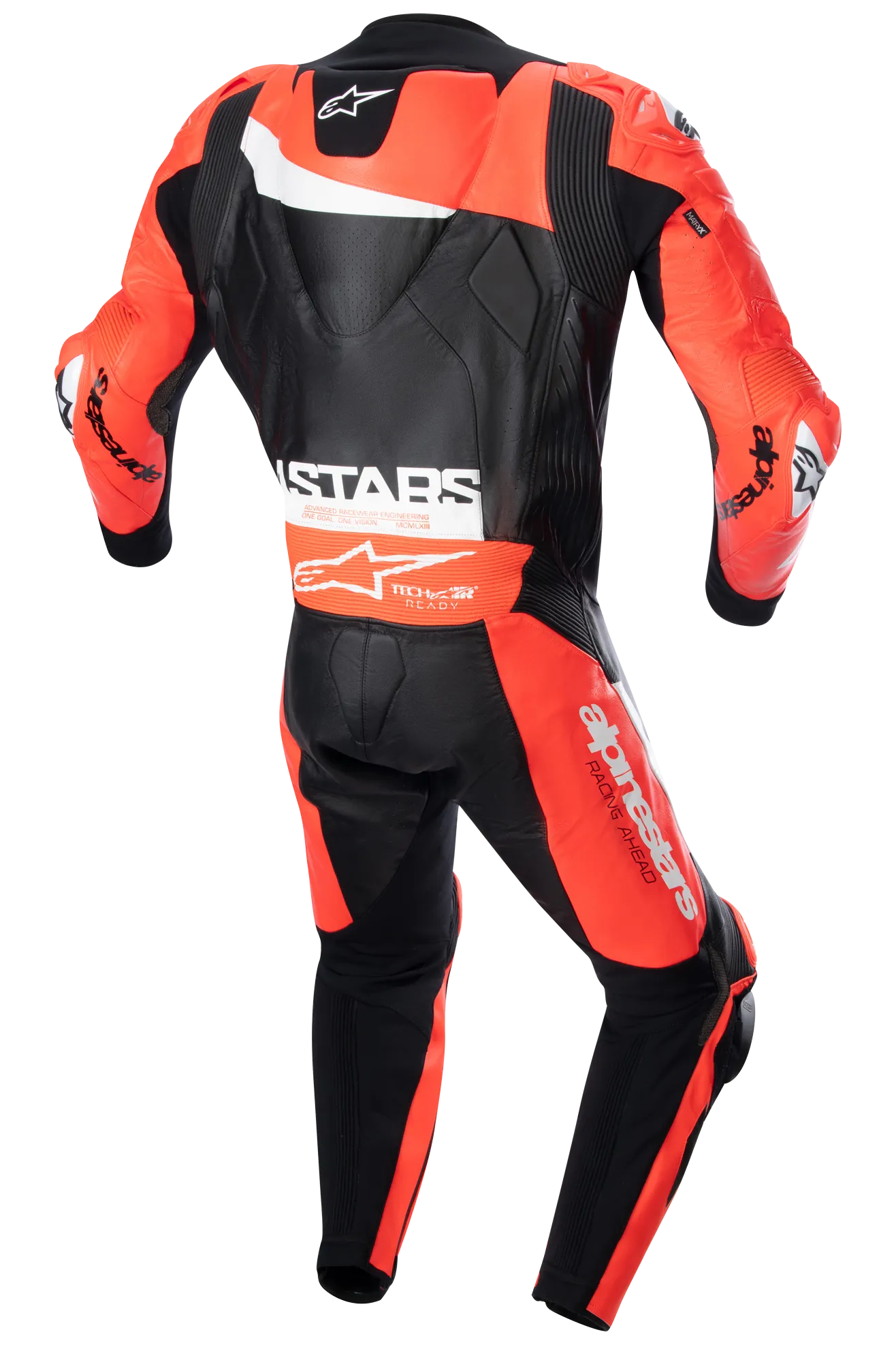 Mono de cuero Alpinestars GP Plus V4  Negro-Rojo Fluo-Blanco 