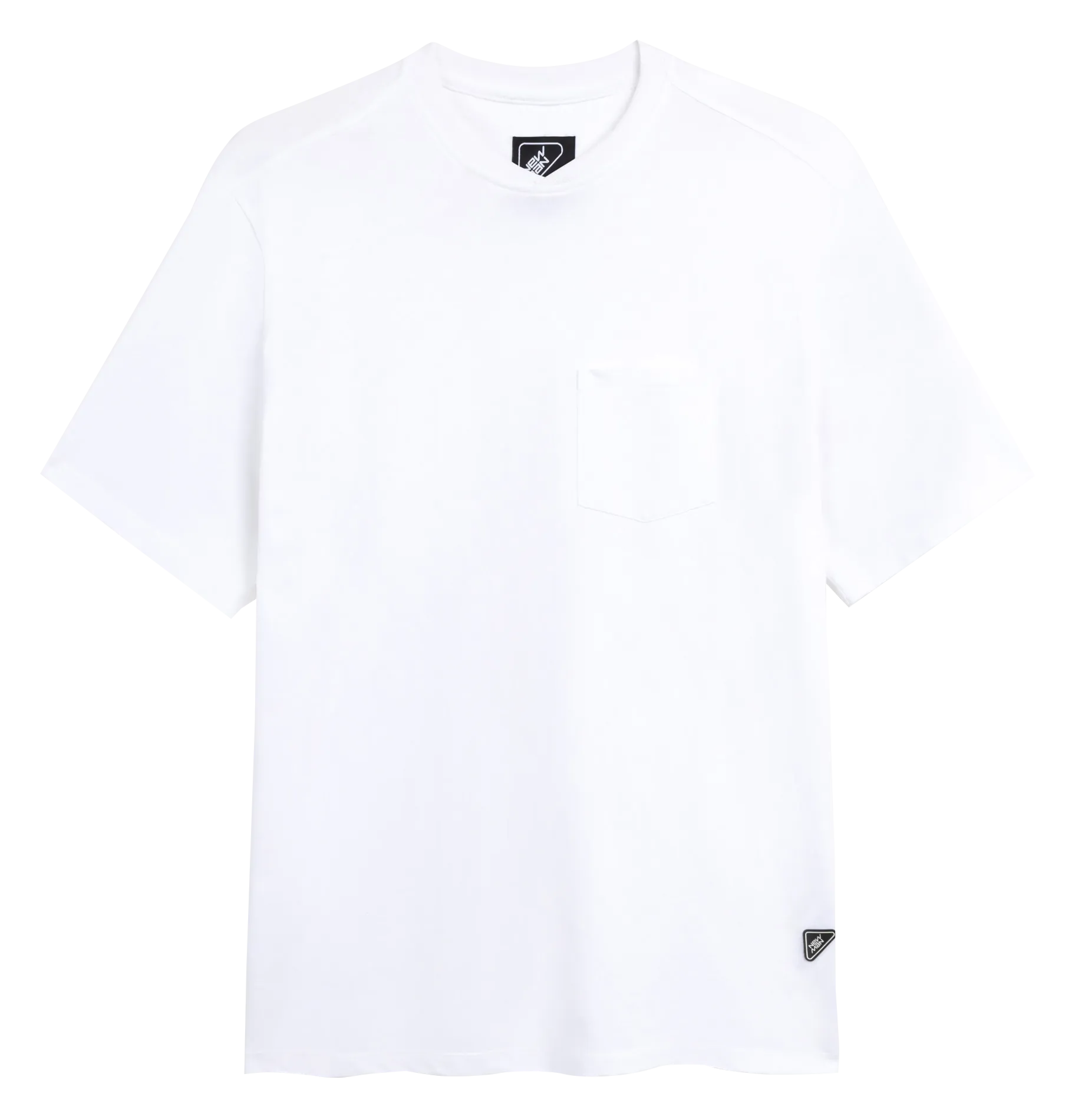 NEW MAN SPOT - Camiseta recta de algodón orgánico con cuello redondo en blanco