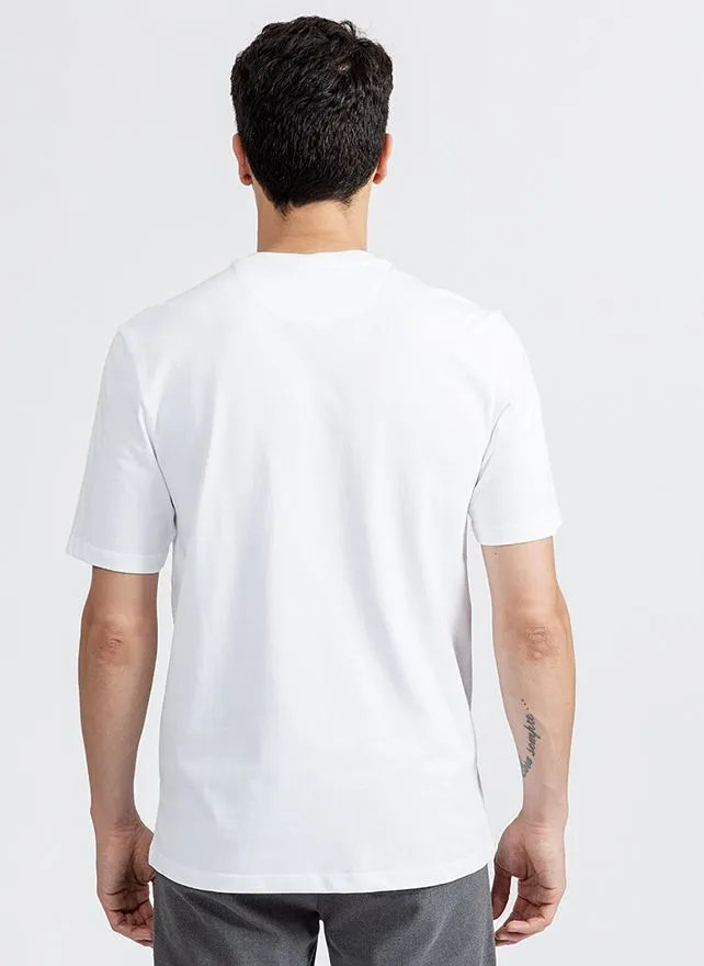 NEW MAN SPOT - Camiseta recta de algodón orgánico con cuello redondo en blanco